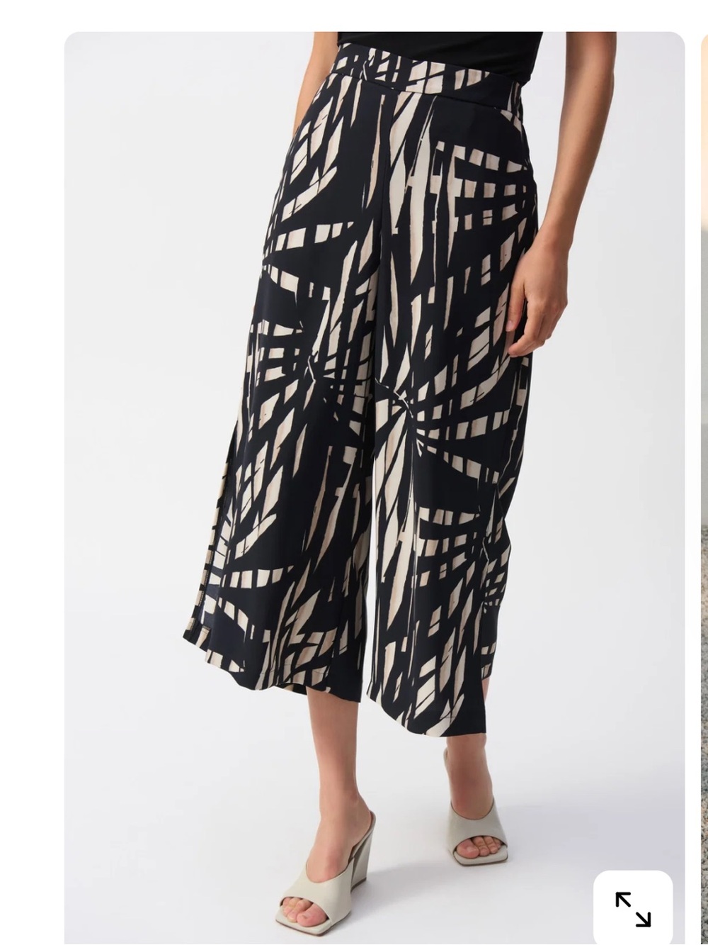 NWT Joseph Ribkoff Black/Multi Tropical Print Culotte Pants Style 251159 - Picture 2 of 7